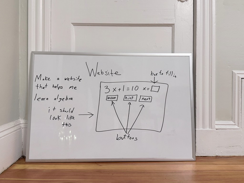 Algebra practice whiteboard sample